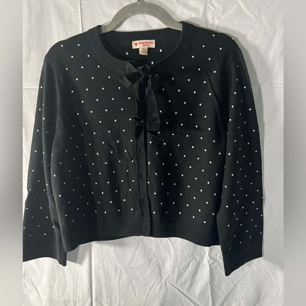Brooks Brothers Red Fleece black polka dot cardigan